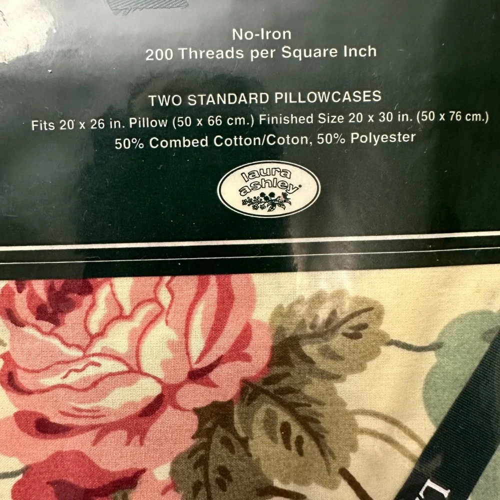 Laura Ashley 2 Pc Standard Pillowcases Vintage in Taylor floral Stripes NEW